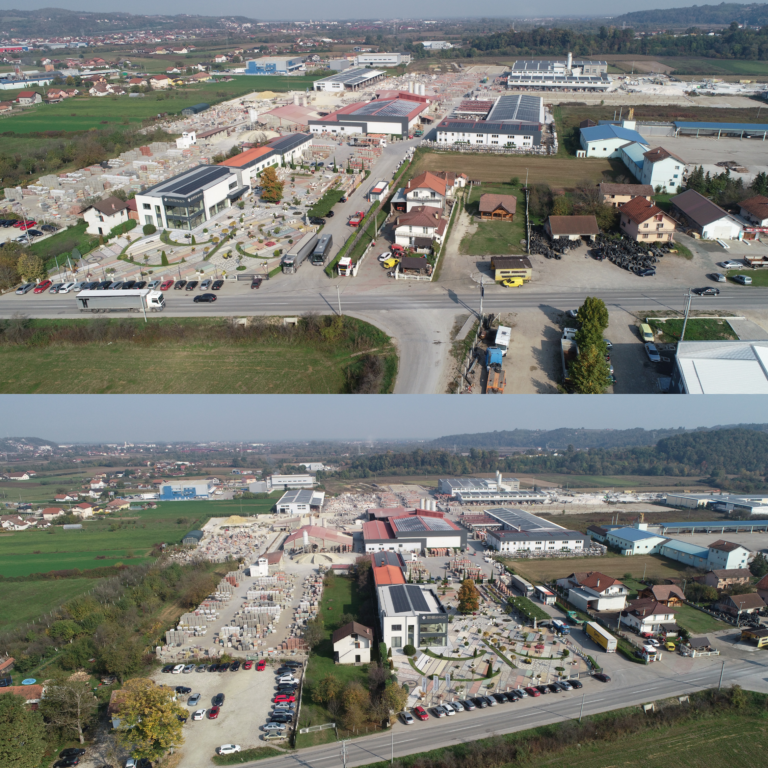 Aerijalni snimak BEPRO proizvodnog pogona i dvorišta u Laktašima